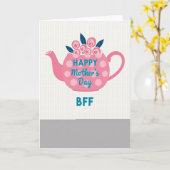 Pink Teapot Mothers Day Card カード (黄色い花)