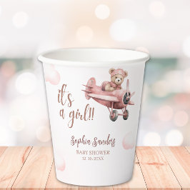 Pink Teddy Baby Shower for a Girl 紙コップ