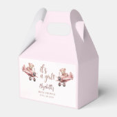 Pink Teddy Bear Baby Girl Shower フェイバーボックス (正面サイド)