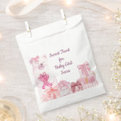 Pink Teddy Bear Baby Shower Favor Bag フェイバーバッグ (クリップ留めされた状態)