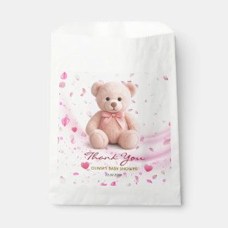 Pink Teddy Bear Baby Shower Favor Bag – Thank You. フェイバーバッグ