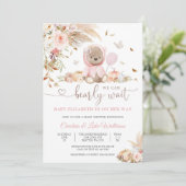 Pink Teddy Bear Baby Shower Invitation 招待状 (スタンド正面)