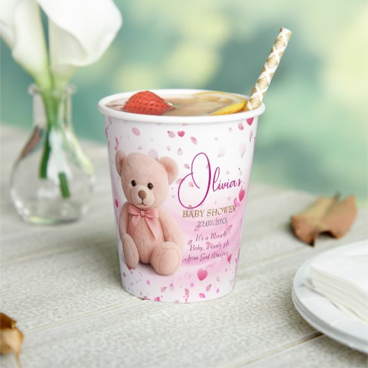 Pink Teddy Bear Baby Shower Paper Cup – Party Cups 紙コップ (インサイチュ)