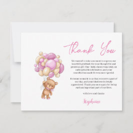 Pink Teddy Bear  Baby shower thank you シーズンカード