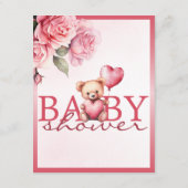Pink Teddy Bear Baby Shower Wishes & Advice  エンクロージャーカード (裏面)