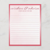 Pink Teddy Bear Baby Shower Wishes & Advice  エンクロージャーカード (正面)