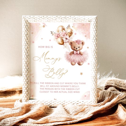 Pink Teddy Bear Balloons How big is Mommy's Belly ポスター
