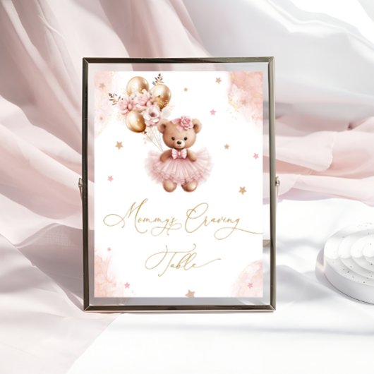 Pink Teddy Bear Balloons Mommy's Craving Table ポスター