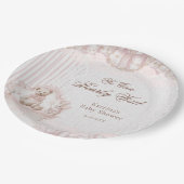 Pink Teddy Bear Nursery Baby Girl Shower ペーパープレート (アングル)