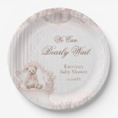 Pink Teddy Bear Nursery Baby Girl Shower ペーパープレート (正面)