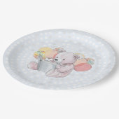 Pink Teddy Bear reading a book ペーパープレート (アングル)