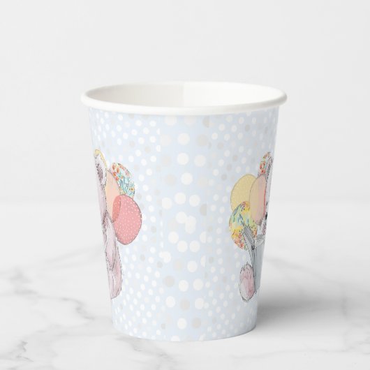 Pink Teddy Bear reading a book  紙コップ (左)