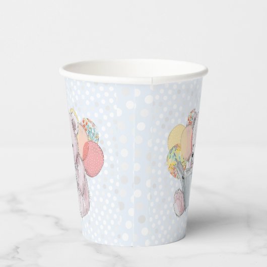 Pink Teddy Bear reading a book  紙コップ (右)