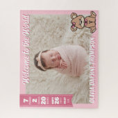 Pink Teddy Bear Welcome to the World Baby Girl ジグソーパズル (縦)