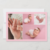 Pink Teddy Bear Welcome to the World Baby Girl 案内状 (裏面)