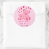 Pink Teddy Bears Cute Girl Baby Shower ラウンドシール (バッグ)