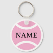 Pink tennis ball keychain with custom name キーホルダー (裏面)