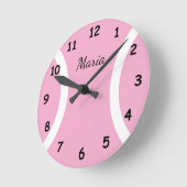 Pink tennis ball sport wall clock with custom text ラウンド壁時計 (傾斜)
