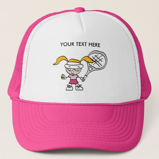 Pink Tennis Cap / Hat with customizable print キャップ (正面)