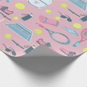 pink tennis racket ball court equipment ラッピングペーパー (角)