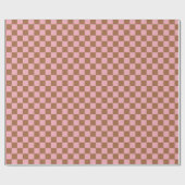 Pink Terracotta Checkerboard Checkered Girly Retro ラッピングペーパー (フラット)