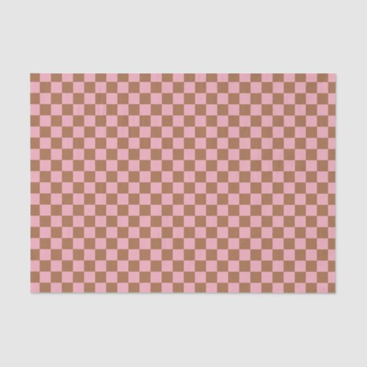 Pink Terracotta Checkerboard Checkered Girly Retro 薄葉紙 (正面)