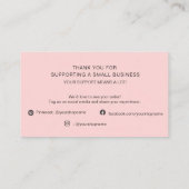 Pink Thank You Card Social Media Small Business 名刺 (裏面)