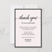 Pink Thank You For Your Purchase Note Card ノートカード (正面)