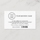Pink Thank You Logo Business Discount Card 名刺 (裏面)