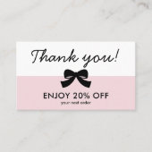 Pink Thank You Logo Business Discount Card 名刺 (正面)