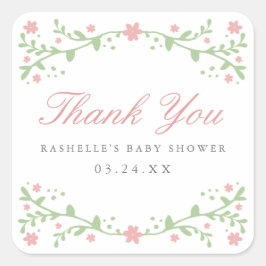 Pink Thank You Stickersかわいらし In Pink スクエアシール