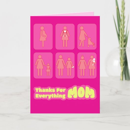 Pink Thanks For Everything Mom Mother's Day カード (正面)