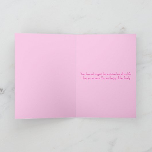 Pink Thanks For Everything Mom Mother's Day カード (内部)