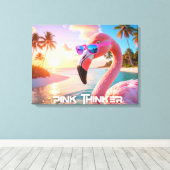 PINK THINKER - フラミンゴのピンク キャンバスプリント (インサイチュ (ウッドフロア))
