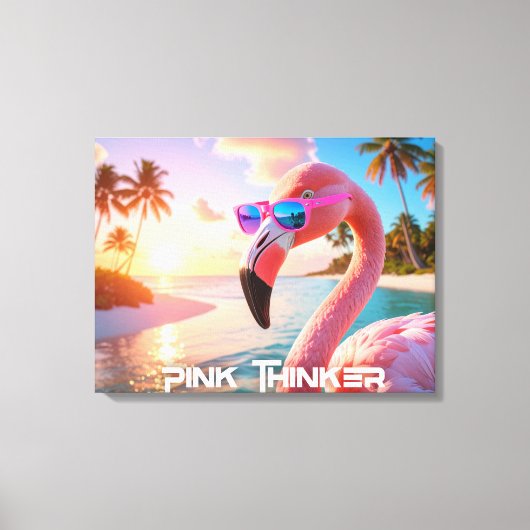 PINK THINKER - フラミンゴのピンク キャンバスプリント (正面)
