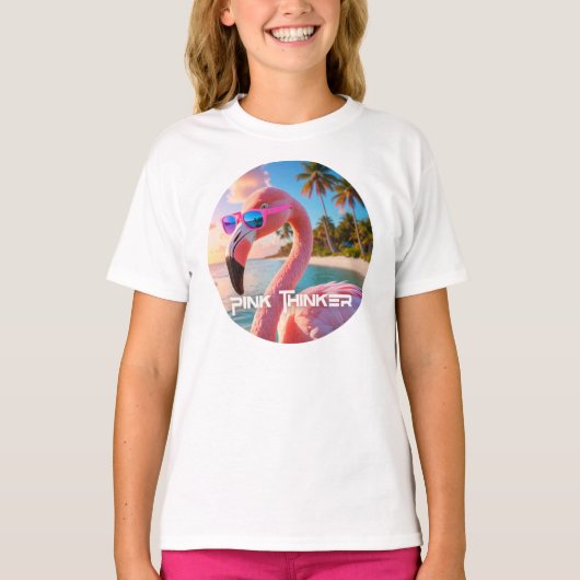 PINK THINKER - フラミンゴのピンク Tシャツ (正面)