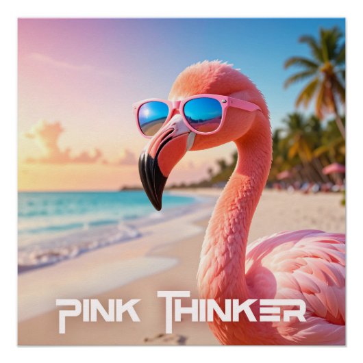 PINK THINKER フラミンゴ ピンク ポスター (正面)
