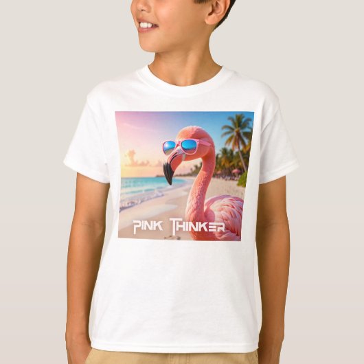 PINK THINKER - フラミンゴ ピンク Tシャツ (正面)