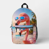 PINK THINKER Flamingo Pink プリントバックパック (正面)