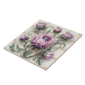 Pink Thistle Flowers Ceramic Tile タイル (側面)