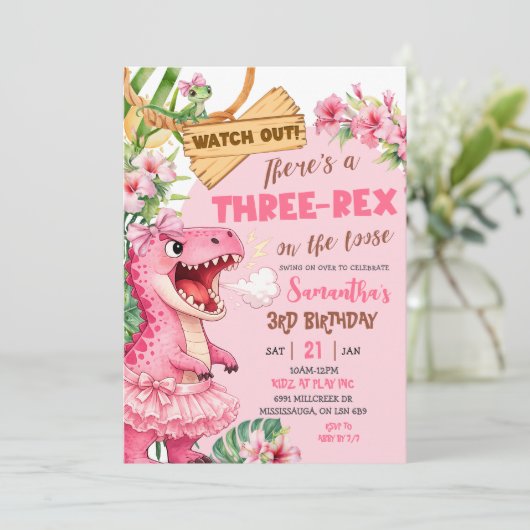 Pink Three Rex On The Loose Third Birthday 招待状 (スタンド正面)