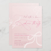 Pink Tied With A Bow Girls 30th Birthday Party 招待状 (正面/裏面)