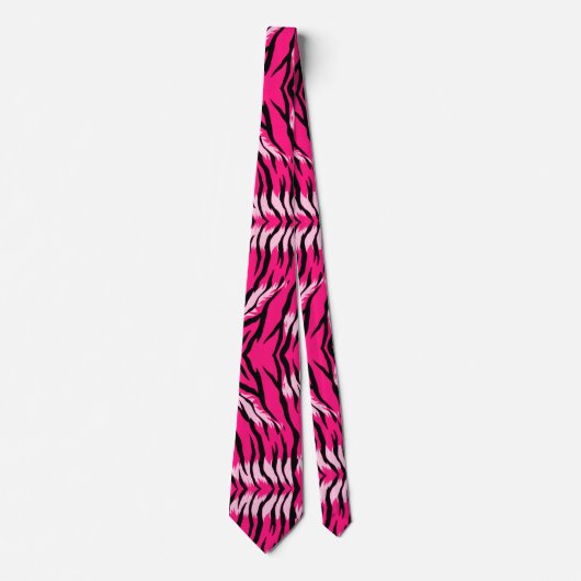 Pink Tiger Animal Skin Pattern Design ネクタイ (正面)