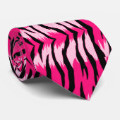 Pink Tiger Animal Skin Pattern Design ネクタイ (ロール)