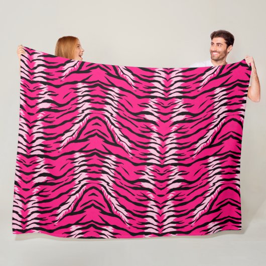 Pink Tiger Animal Skin Pattern Design  フリースブランケット (インサイチュ)