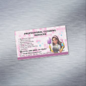 Pink tile Janitorial House Cleaning Service マグネット名刺 (インサイチュ)