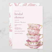Pink Time for Tea Bridal Shower  Invitation