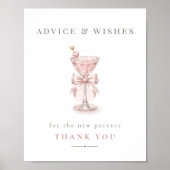 Pink Tini On The Way Baby Shower Advice & Wishes ポスター (正面)