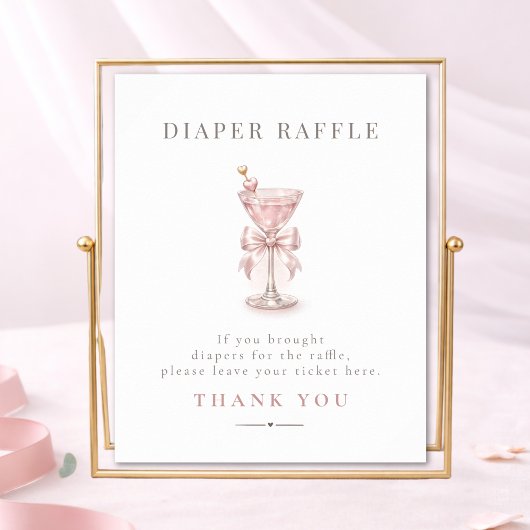 Pink Tini On The Way Baby Shower Diaper Raffle ポスター
