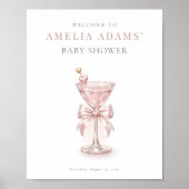 Pink Tini One Girl Baby Shower Shower Welcome ポスター (正面)